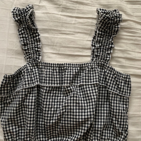 Navy and white checkered crop tank - Picture 2 of 3